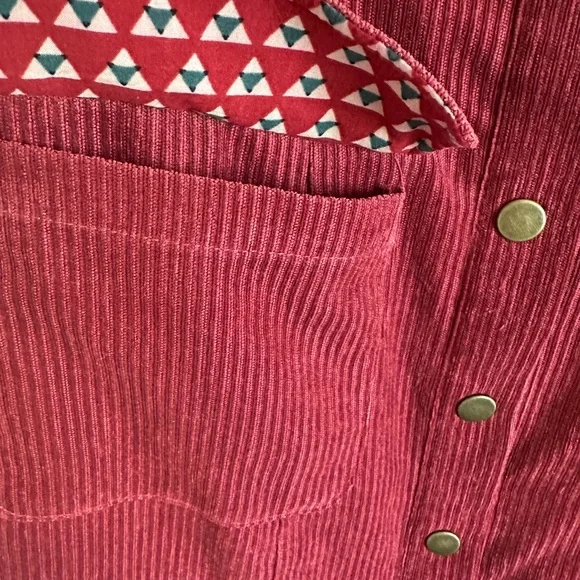Red Corduroy Button-Down Dress - Picture 4 of 5